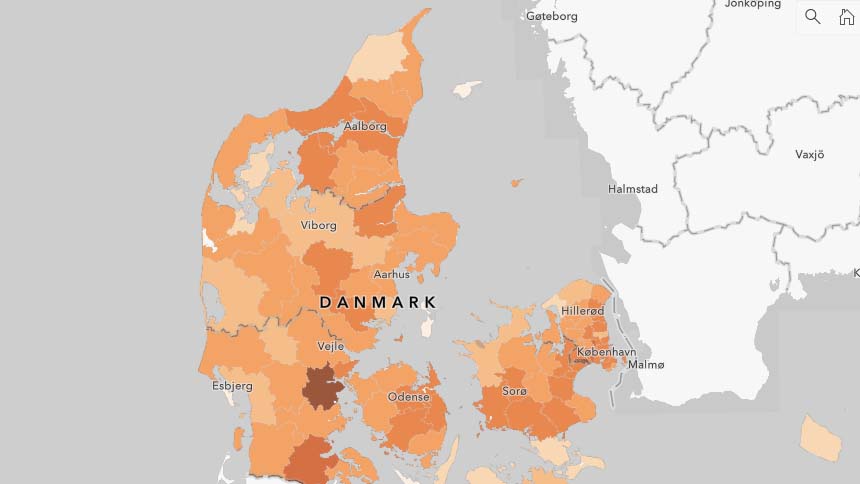 Kun Ishøj og Kolding har over 200 smittede pr. 100.000 indbyggere den seneste uge.